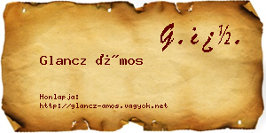 Glancz Ámos névjegykártya